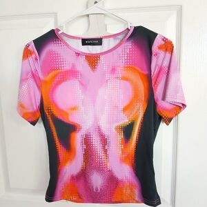 White Fox Bright Abstract Vibrant Stretch Tee Women's Funky Vacation Streetwear